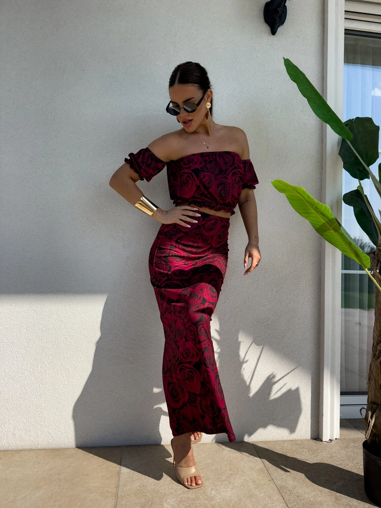 Komplet CATALINA print roses – wino