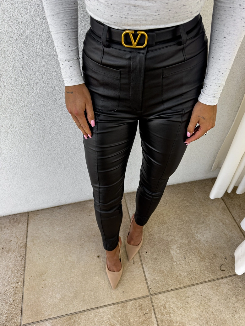 Spodnie woskowane POCKET - czarne T17225