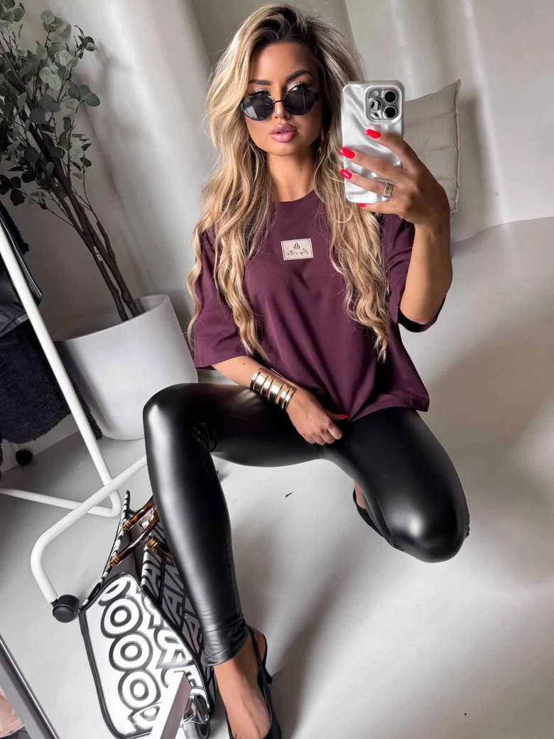 T-shirt COTTON - bordowy