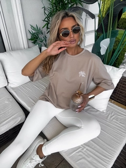 T-shirt PALMS – ciemny beż