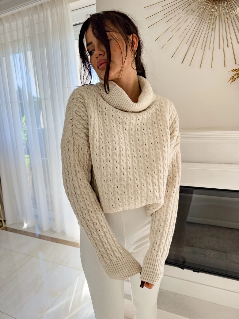 Sweter golf INKO - jasny beż E18035