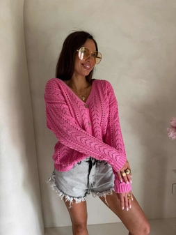 Sweter WOOD – ciemny róż