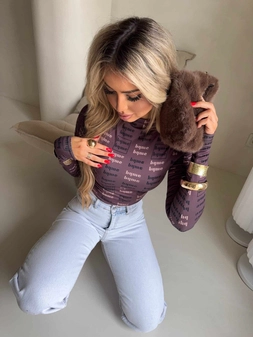 Bluzka SKIN MIU – czekoladowa