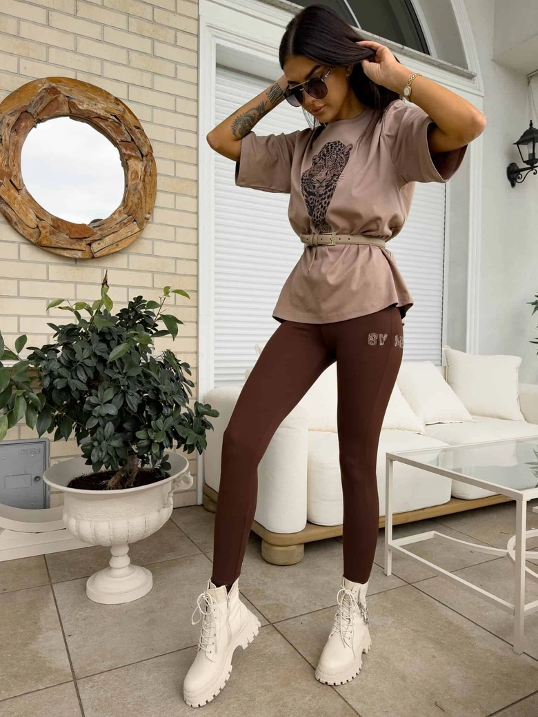 Legginsy WOW - czekoladowe