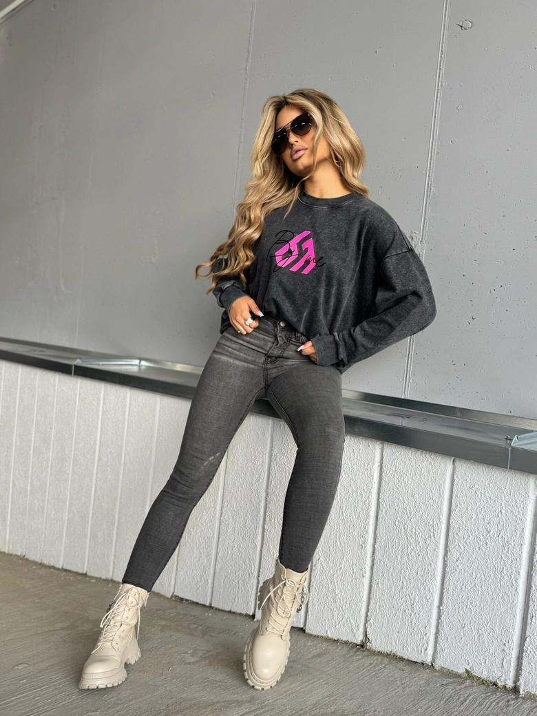 Dekatyzowana bluza MONETTE - czarna