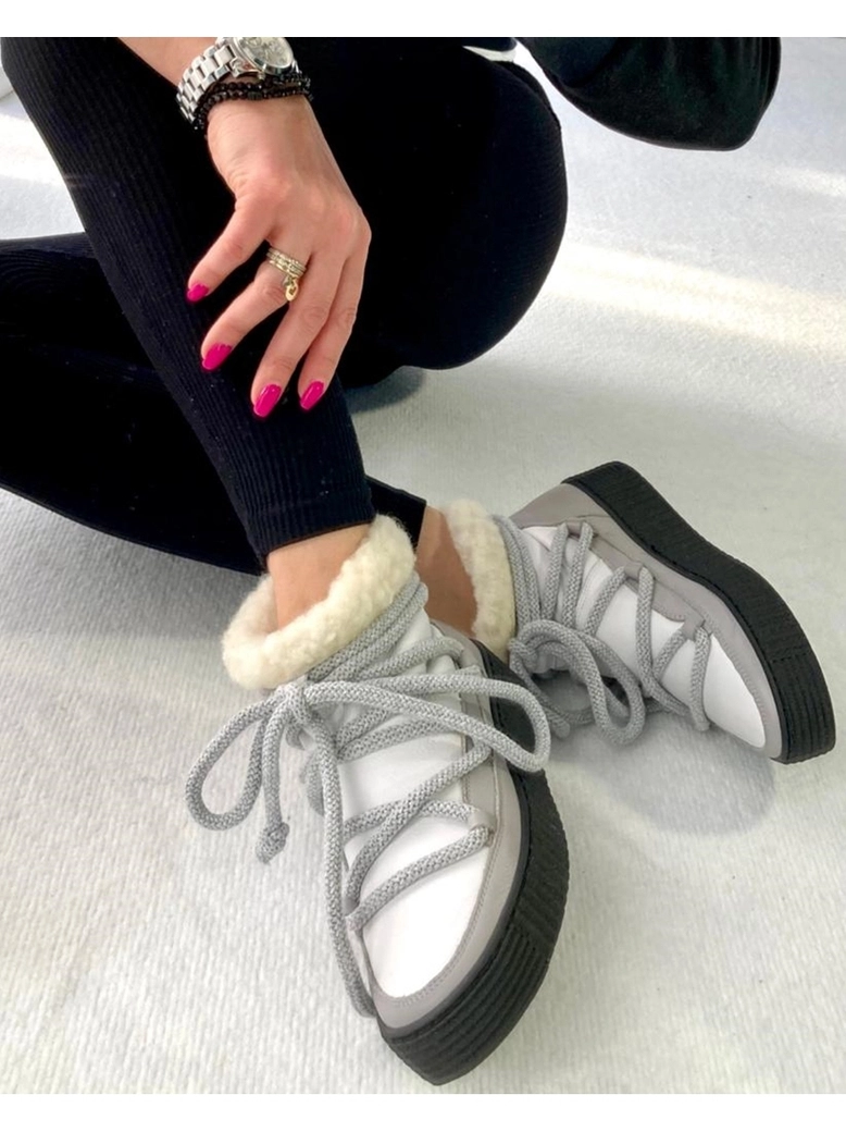 Śniegowce biało szare z wiązaniem I520