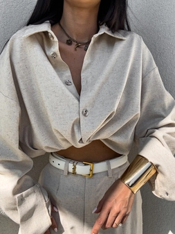 Koszula OVER SPRING natural – szaro-beż