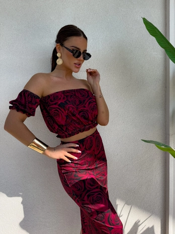 Komplet CATALINA print roses – wino