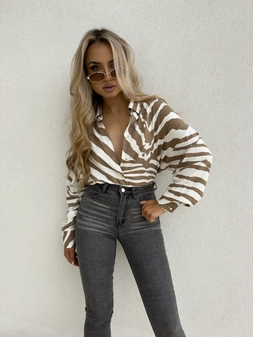 Koszula OVER AUTUMN print zebra - beżowo-ecru O16711