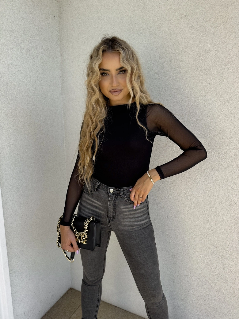 Bluzka SKIN IV transparent gładka - czarna C17154