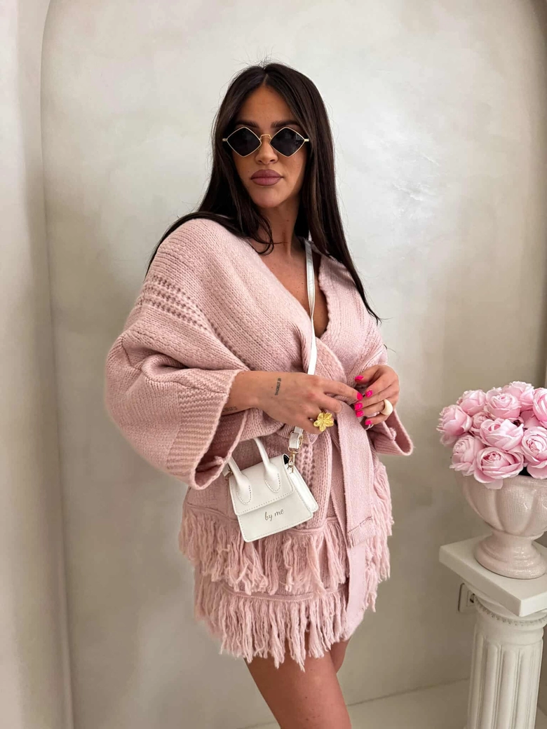 Kardigan ORIANA - pudrowy róż