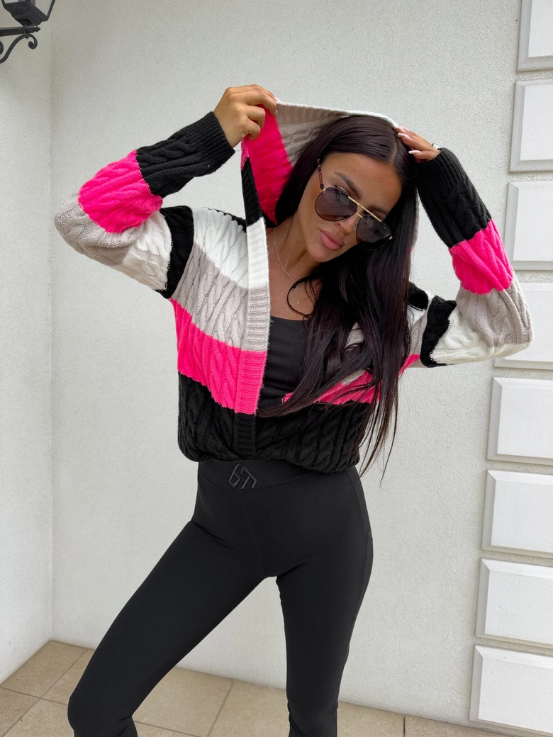 Sweter BOMBERKA KAPTUR pasy – czarna