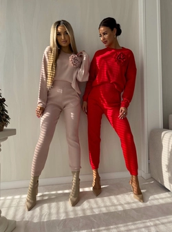 Komplet DELANI LONG – czerwony N19018