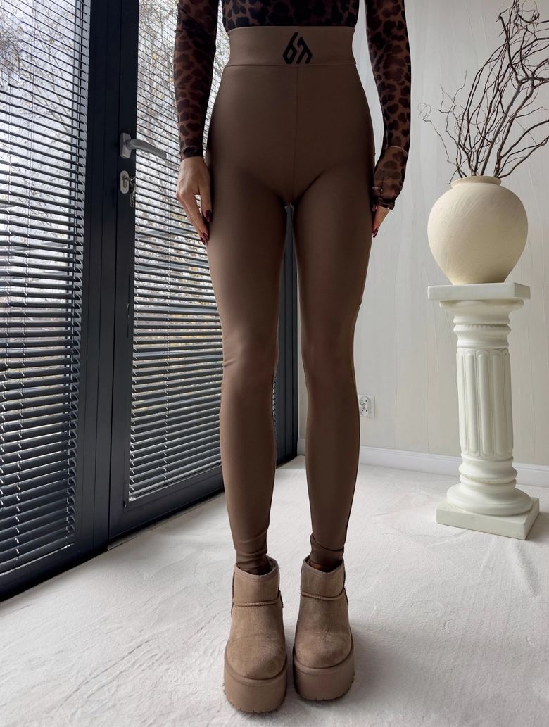 Legginsy FIT logo - brązowe G18993