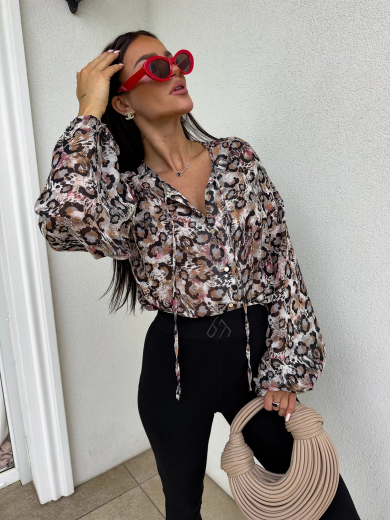 Bluzka BOHO wiskoza - panterka