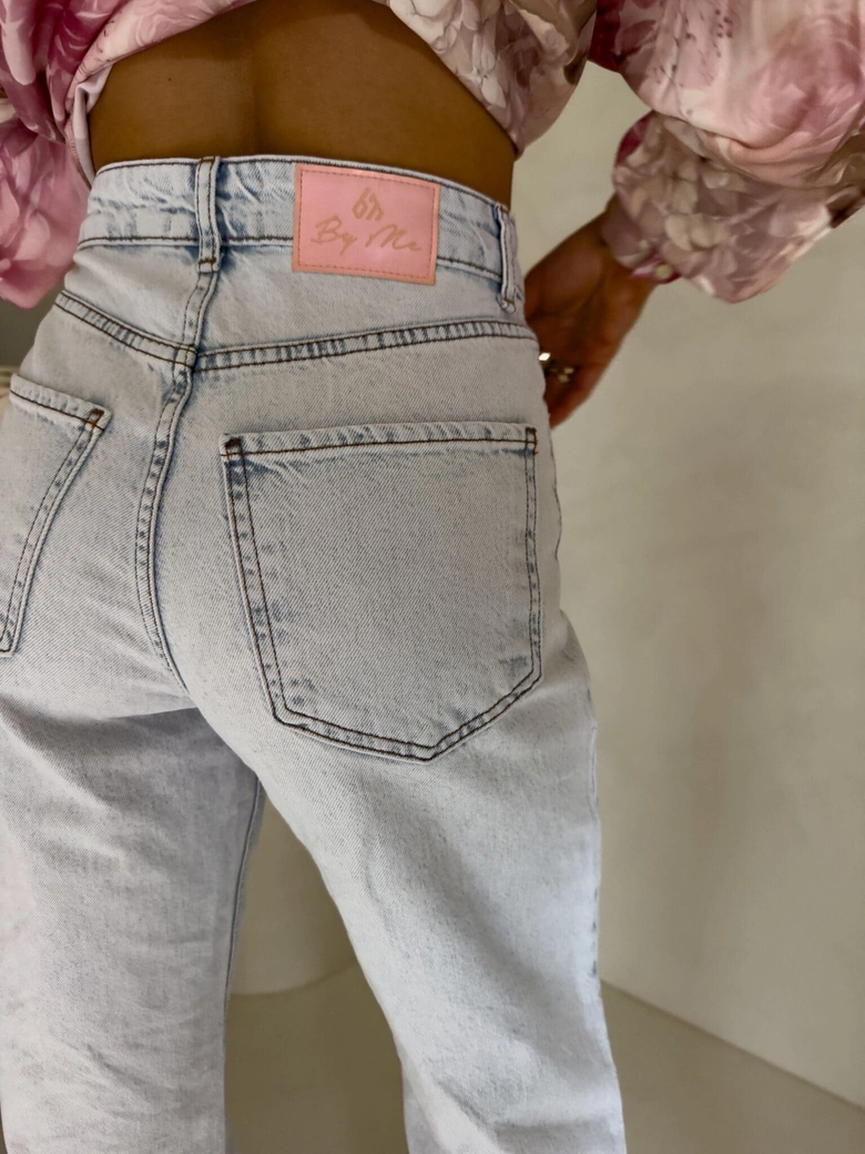 Jeansy FLARED pink one – jasny niebieski