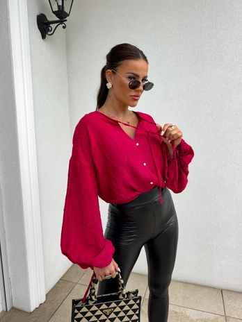 Bluzka BOHO wiskoza - czerwona