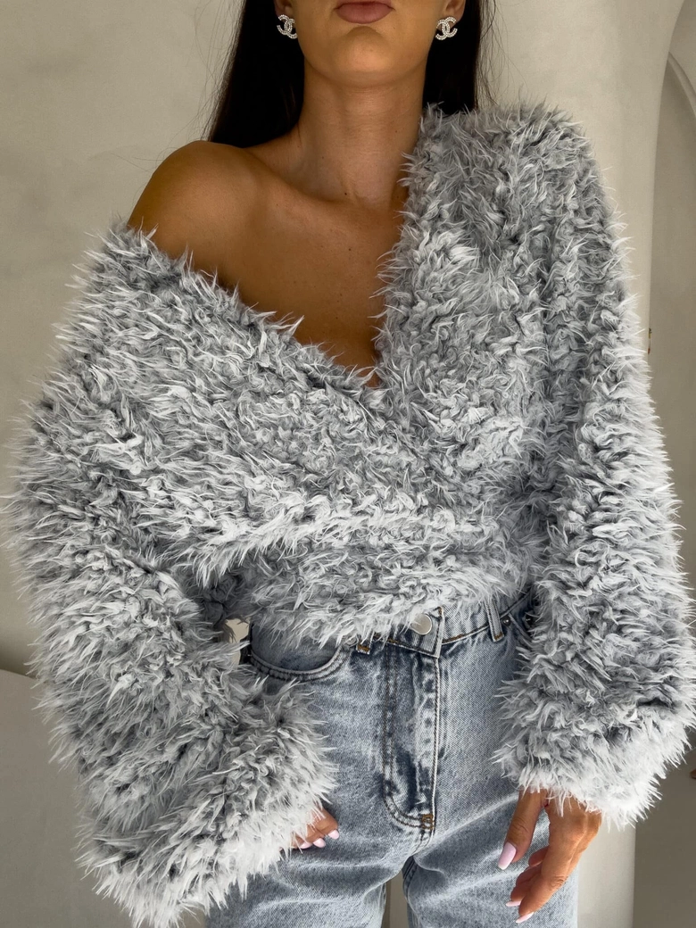 Bluzka KAIRA SHAGGY – szara