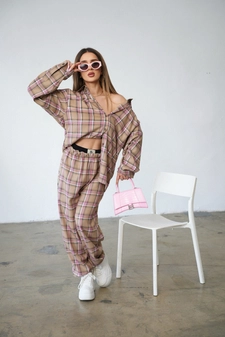 Koszula damska BG Pattern | beż-róż