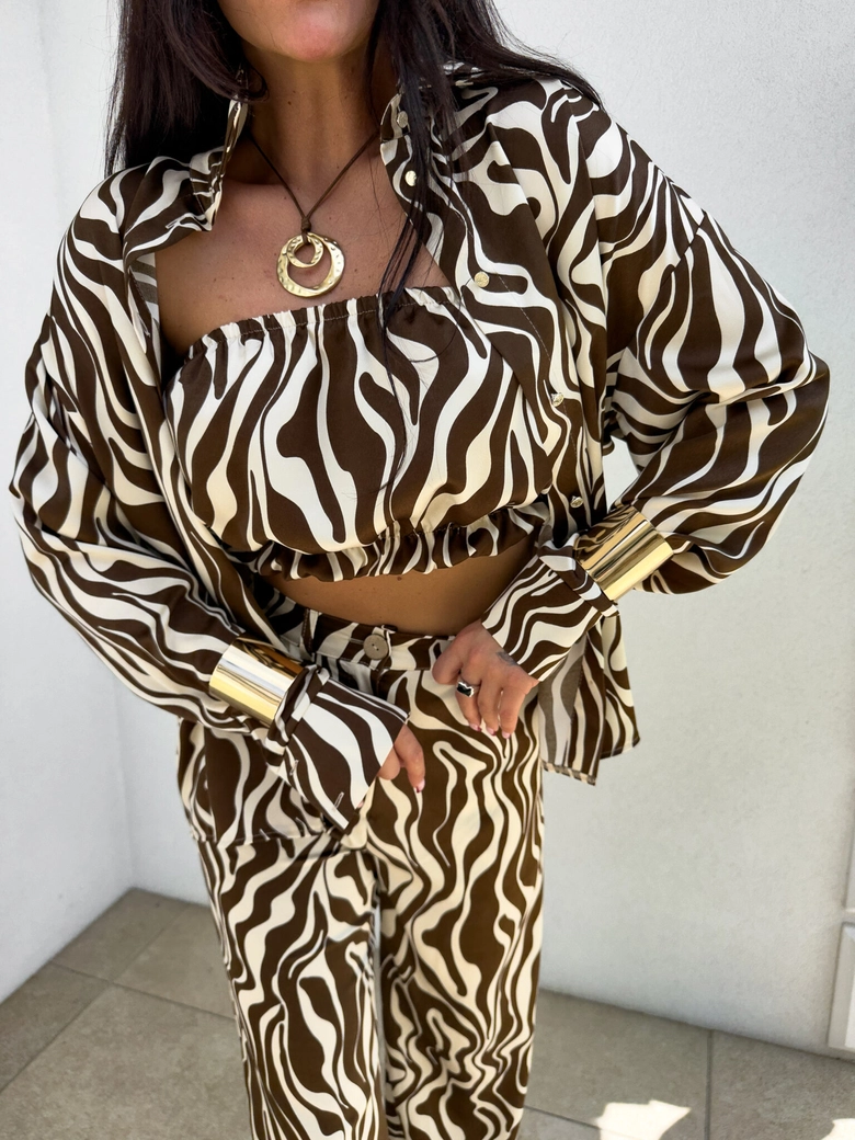 Komplet LAURENT zebra – czekoladowa