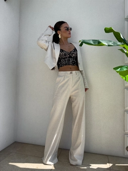 Marynarka SLIM natural - szaro-beż