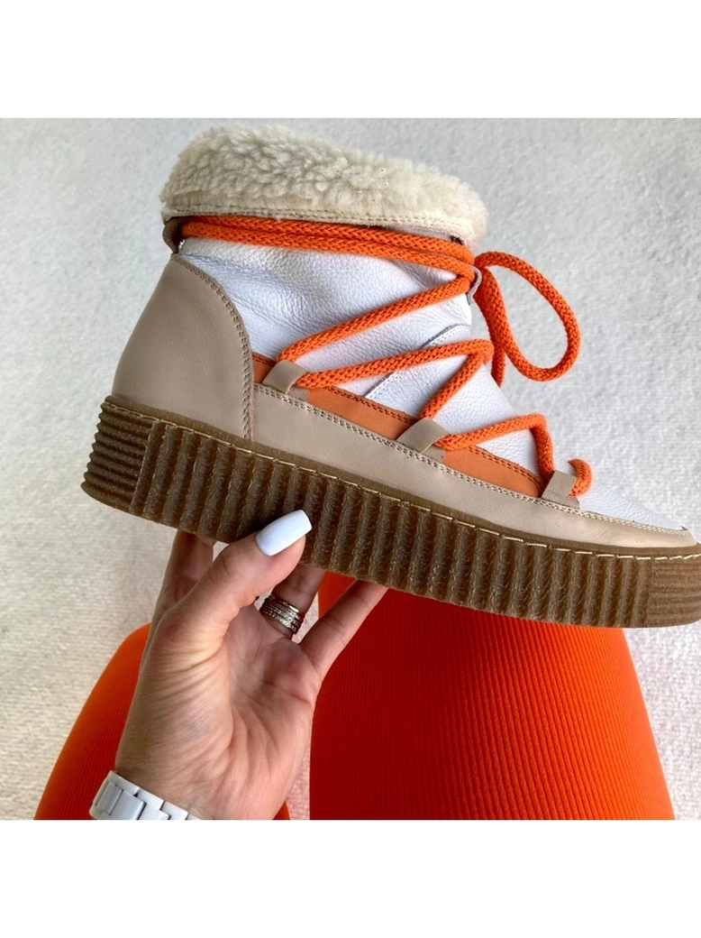 Śniegowce beżowo białe z pomarańczowym wiązaniem I531