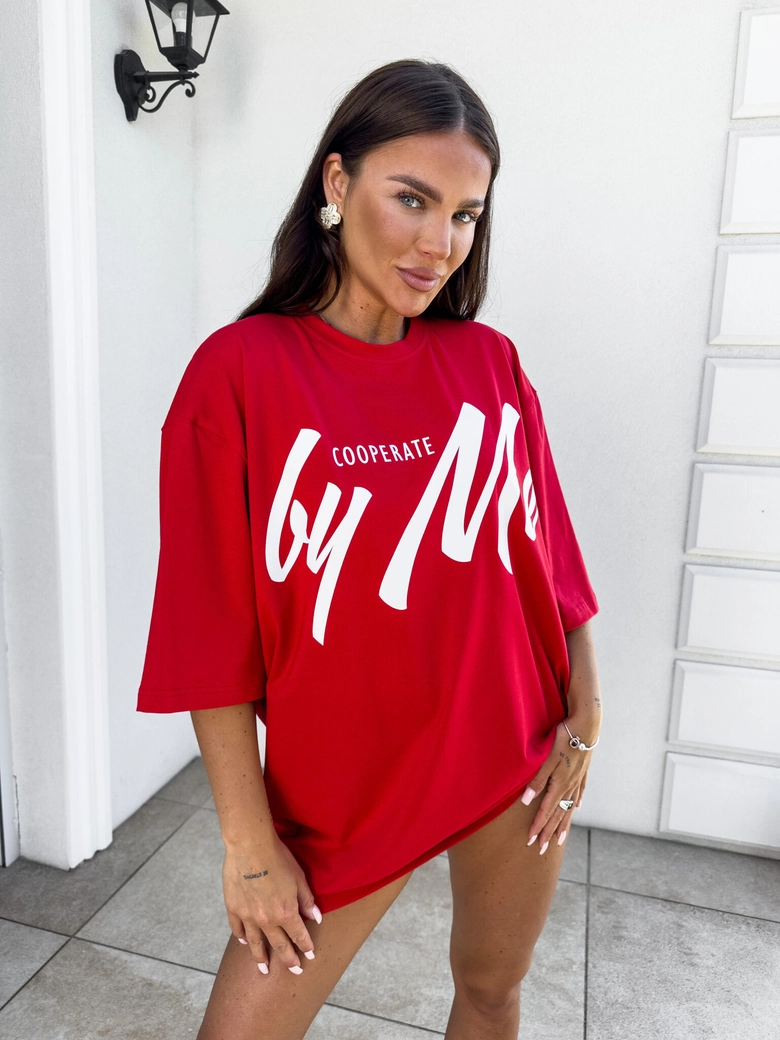 Tuniko sukienka t-shirt COLA - czerwona