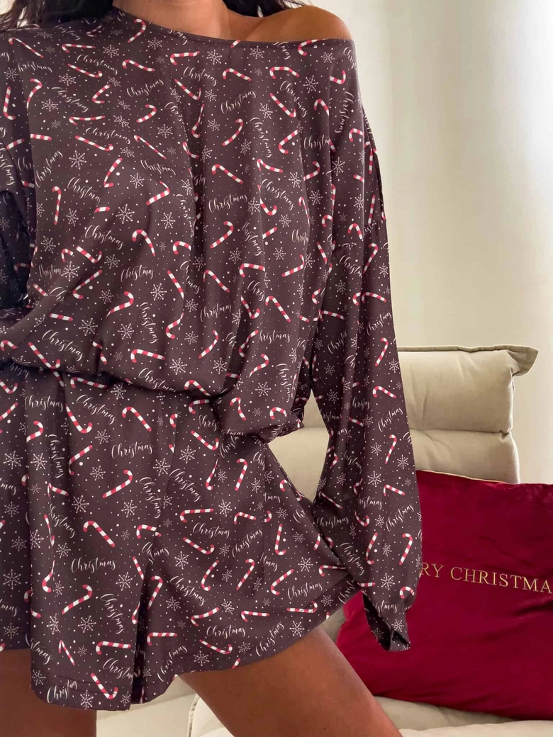 Piżamka CHRISTMAS DOSTĘPNE OD 28.11- czekoladowa