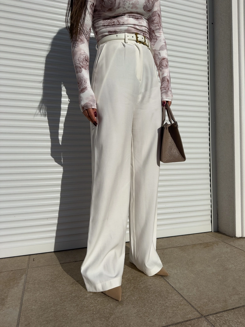 Spodnie SIMPLE wiskoza - ecru