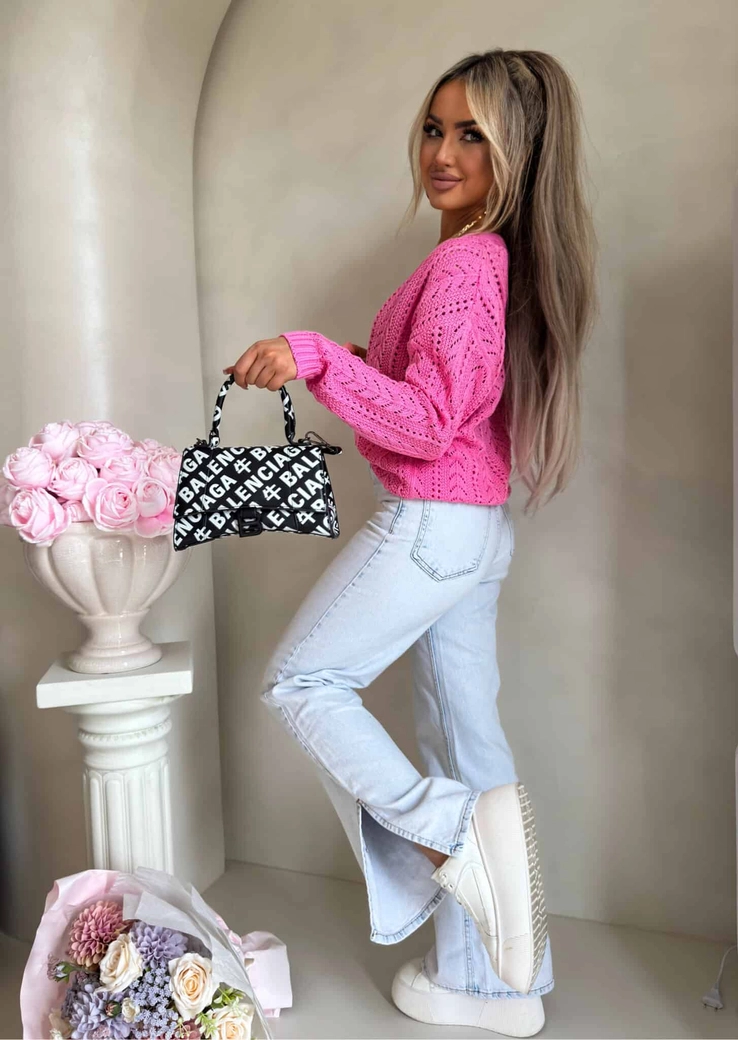 Sweter WOOD – ciemny róż