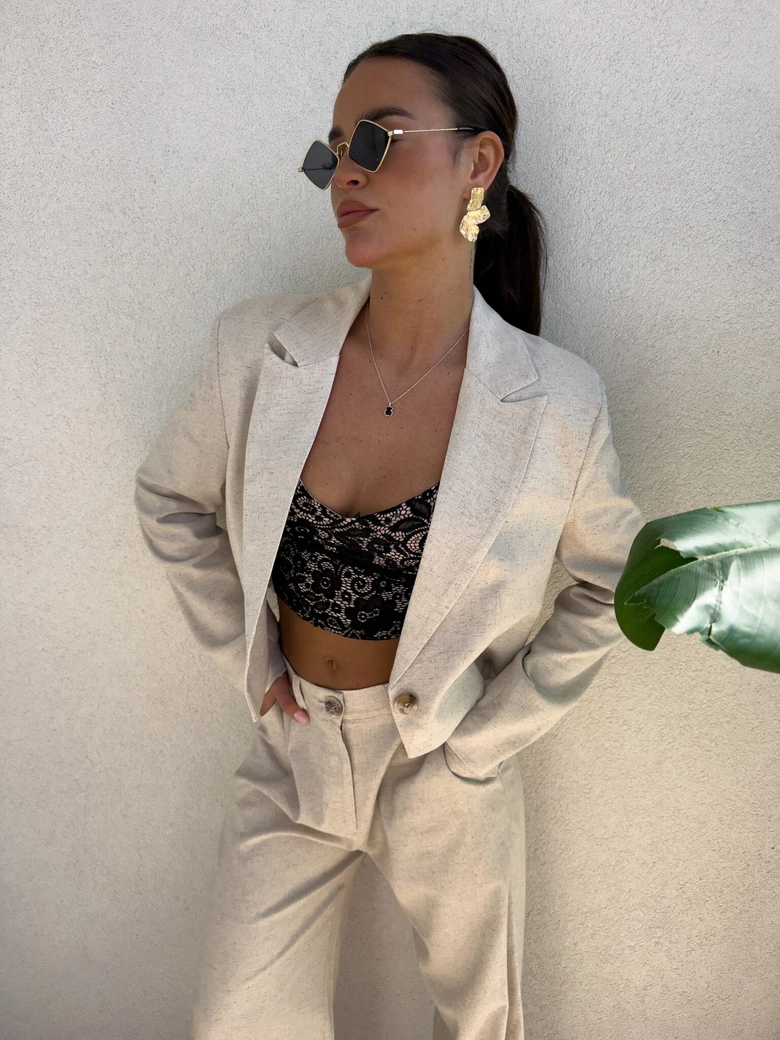 Marynarka SLIM natural - szaro-beż