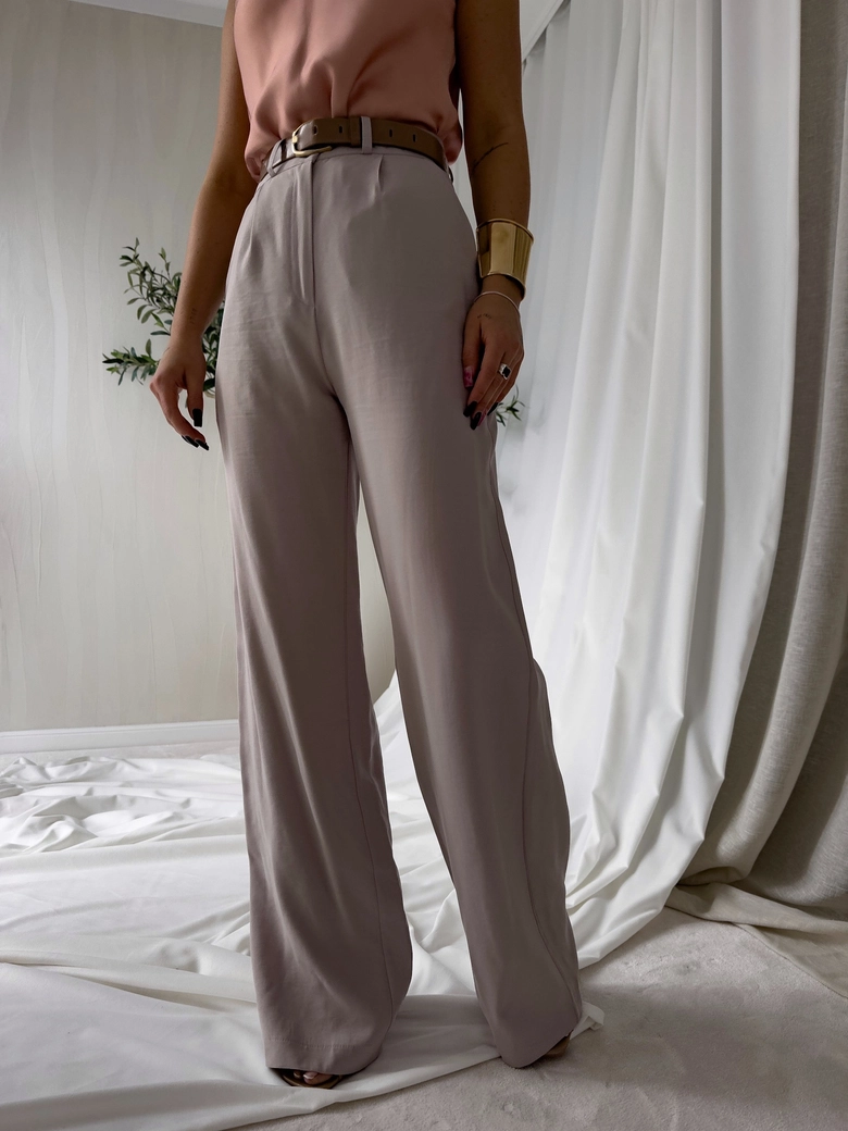 Spodnie SIMPLE wiskoza - szaro-beż