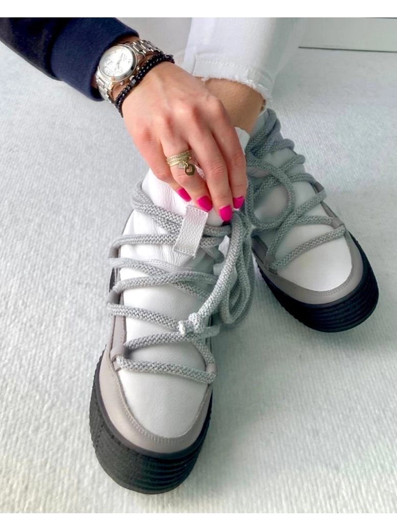 Śniegowce biało szare z wiązaniem I520