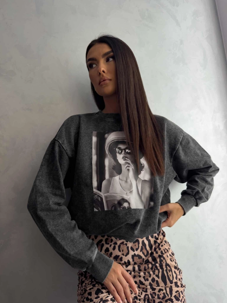 Dekatyzowana bluza IMAGE - czarna