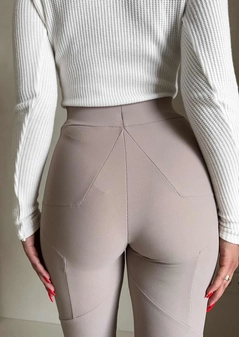 Legginsy FIT logo - beżowe