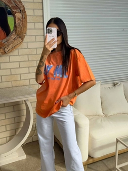 Dekatyzowany t-shirt BALEN - pomarańczowy