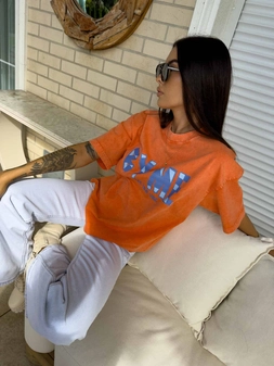 Dekatyzowany t-shirt BALEN - pomarańczowy