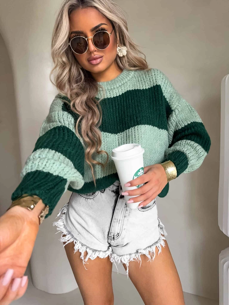 Sweter LEGEND pasy – zieleń