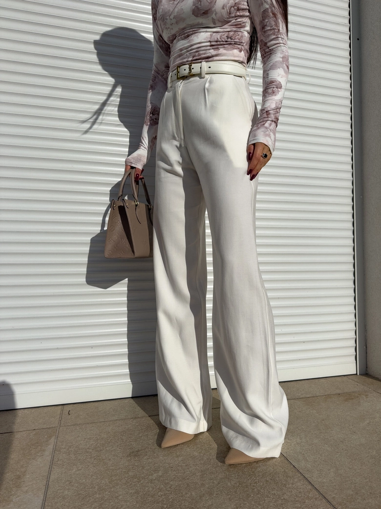 Spodnie SIMPLE wiskoza - ecru