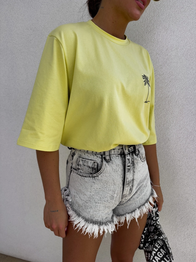 T-shirt PALMS – cytrynowy