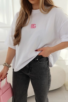 T-Shirt damski BG Ocean | biały-róż