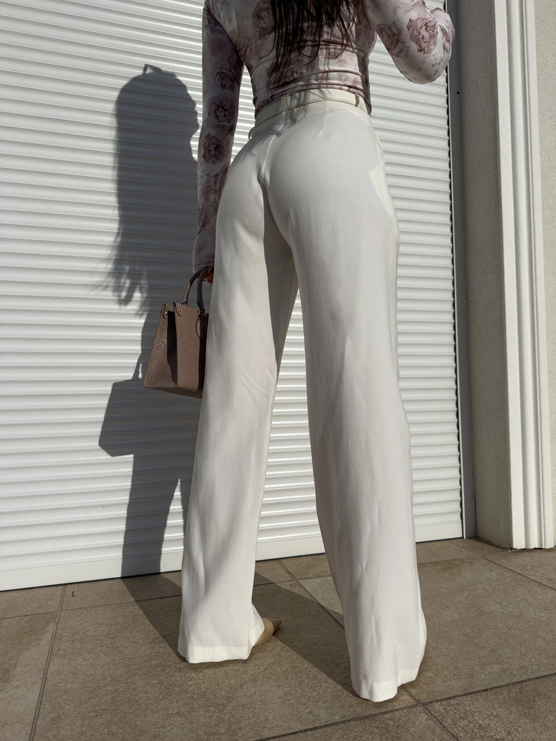 Spodnie SIMPLE wiskoza - ecru