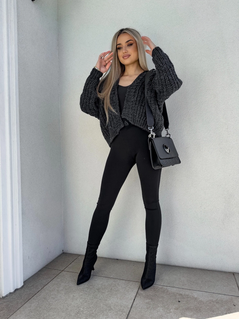 Sweter bomberka MERINO - grafitowy E17998