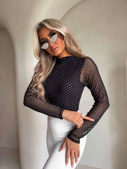 Bluzka SKIN IV transparent brokat - czarna