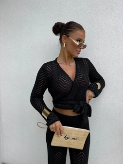 Sweterek wiązany jodełka BALI – czarny