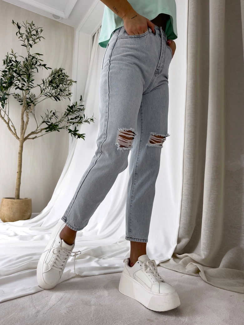 Jeansy MOM FIT HOLES – jeansowe