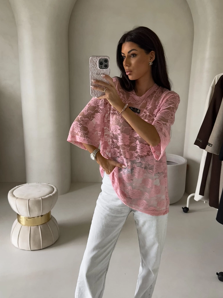 Bluzka MARMARIS II koronka new - pudrowy róż