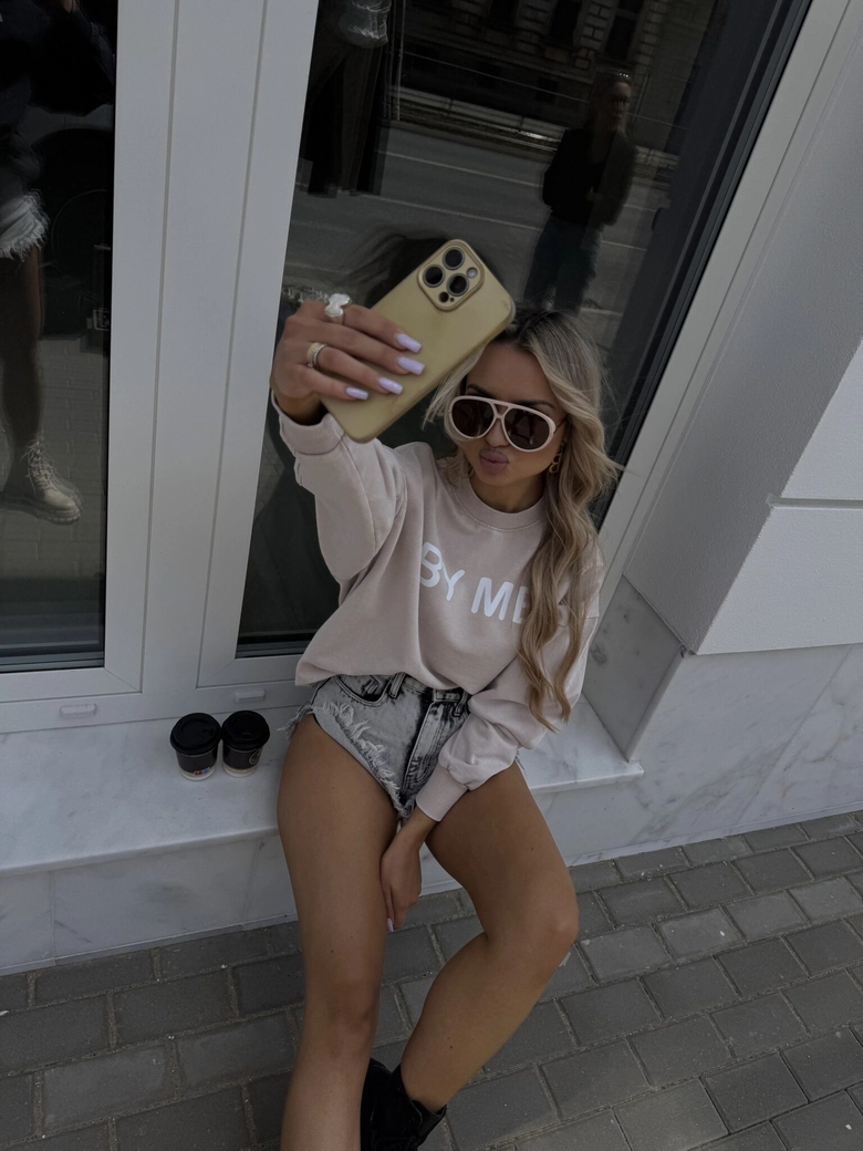 Dekatyzowana bluza DOSE - jasny beż