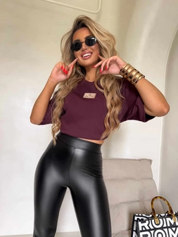 T-shirt COTTON - bordowy