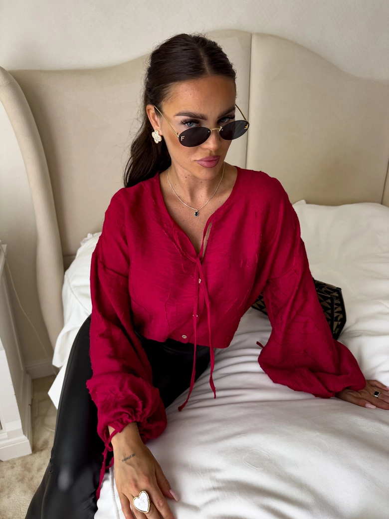 Bluzka BOHO wiskoza - czerwona